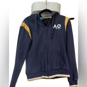 Australian open, embroidered navy zip up hoodie, size equivalent to‎ a medium